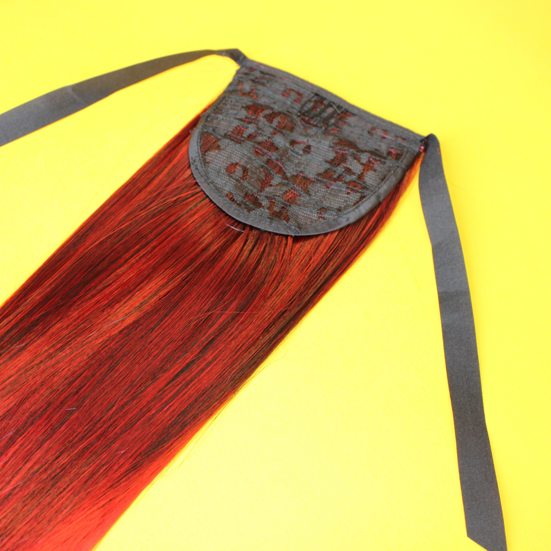 Silky Straight Synthetic Ponytail - Red Ombre - 20"