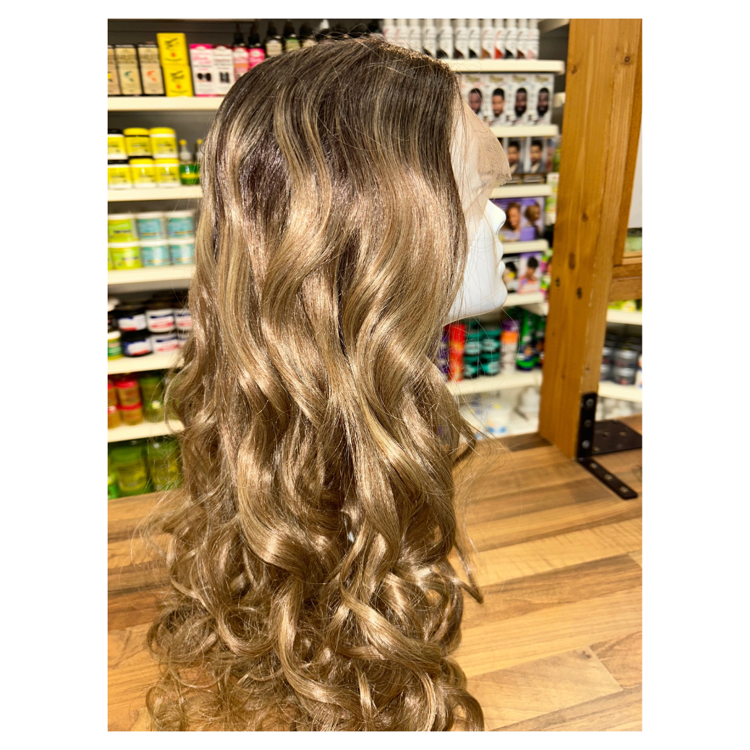 Carmen - 27' Curly Synthetic Wig - Brown Blonde Ombre
