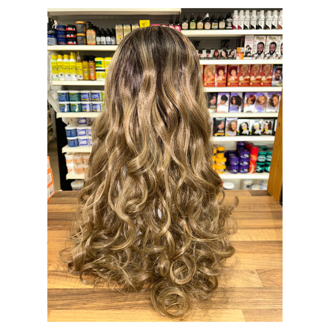 Carmen - 27' Curly Synthetic Wig - Brown Blonde Ombre