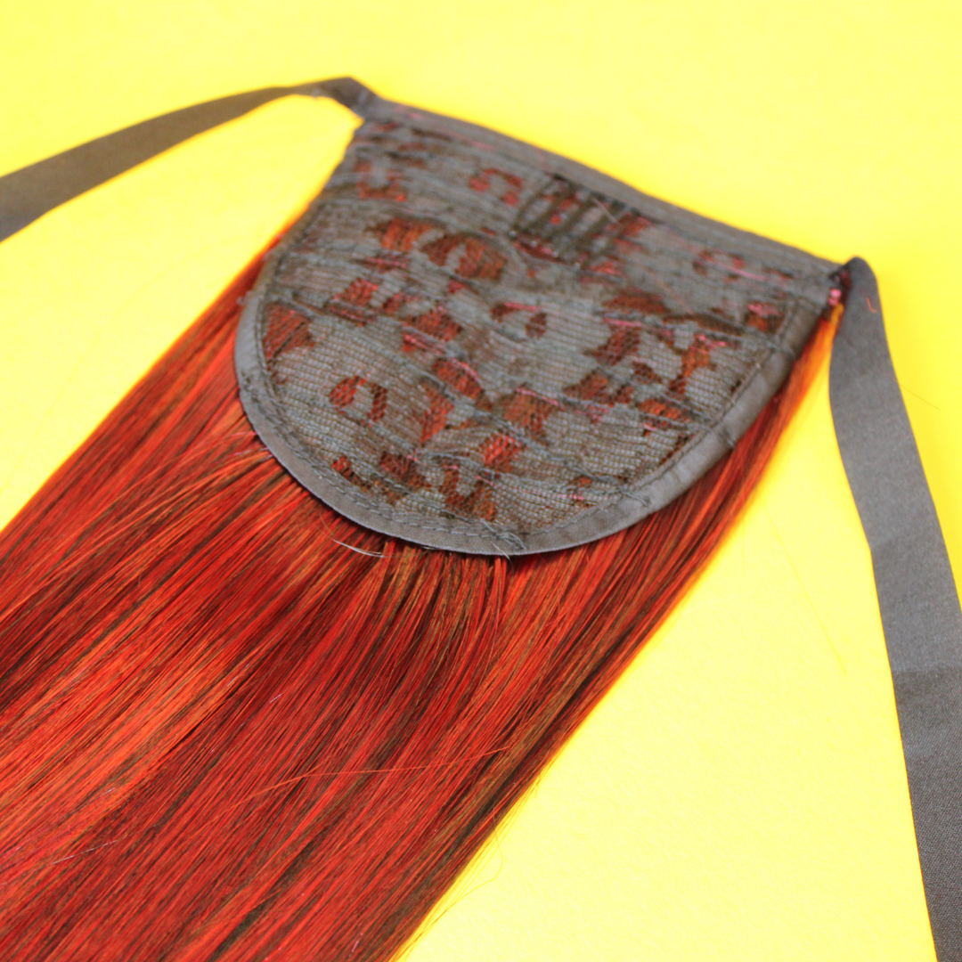 Silky Straight Synthetic Ponytail - Red Ombre - 20"