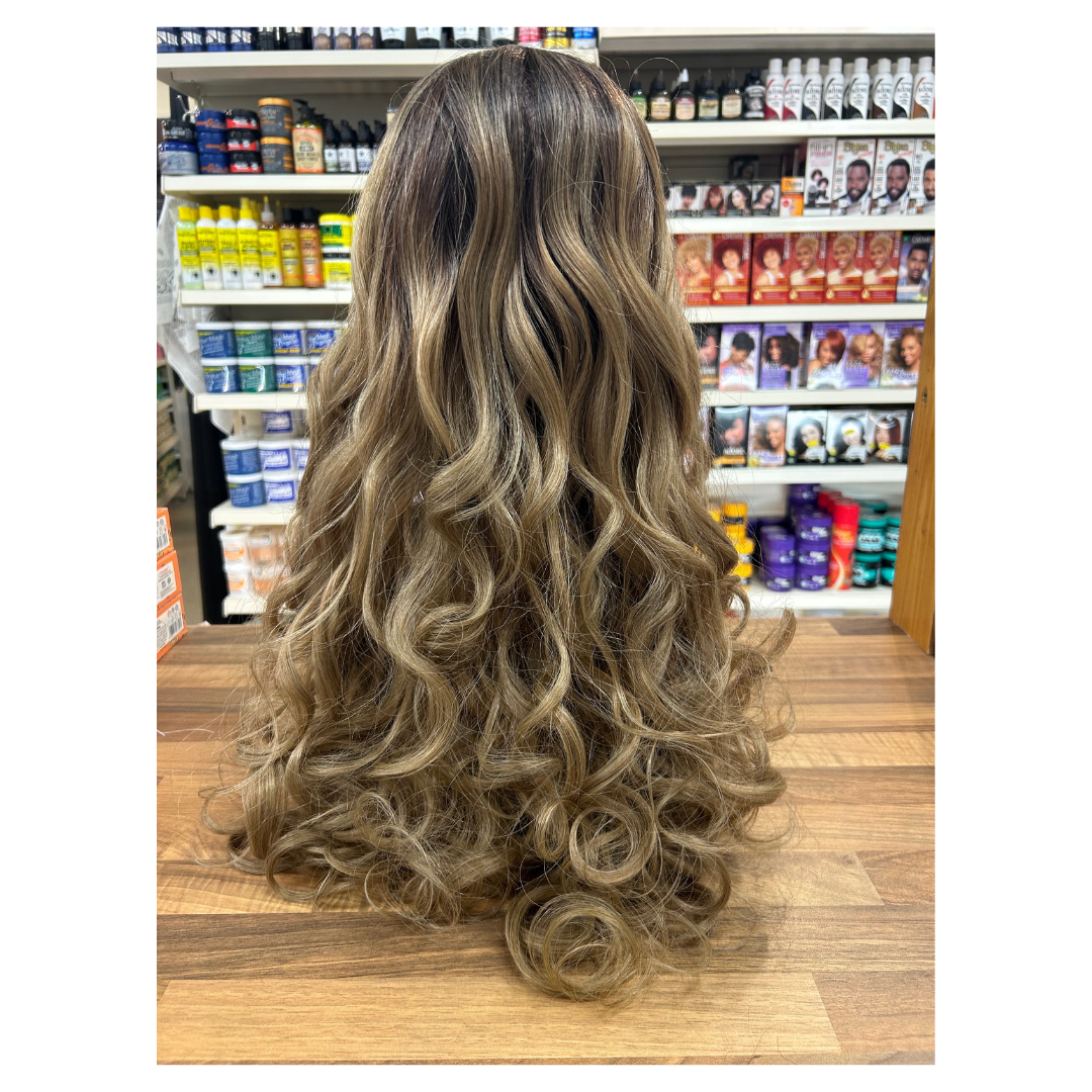 Carmen - 27' Curly Synthetic Wig - Brown Blonde Ombre