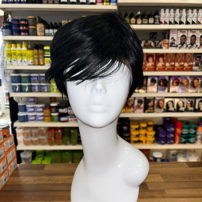 Stella - 8' Straight Human Hair Wig - Black