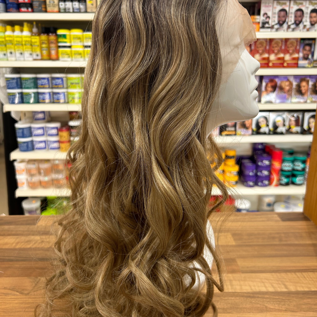 Carmen - 27' Curly Synthetic Wig - Brown Blonde Ombre