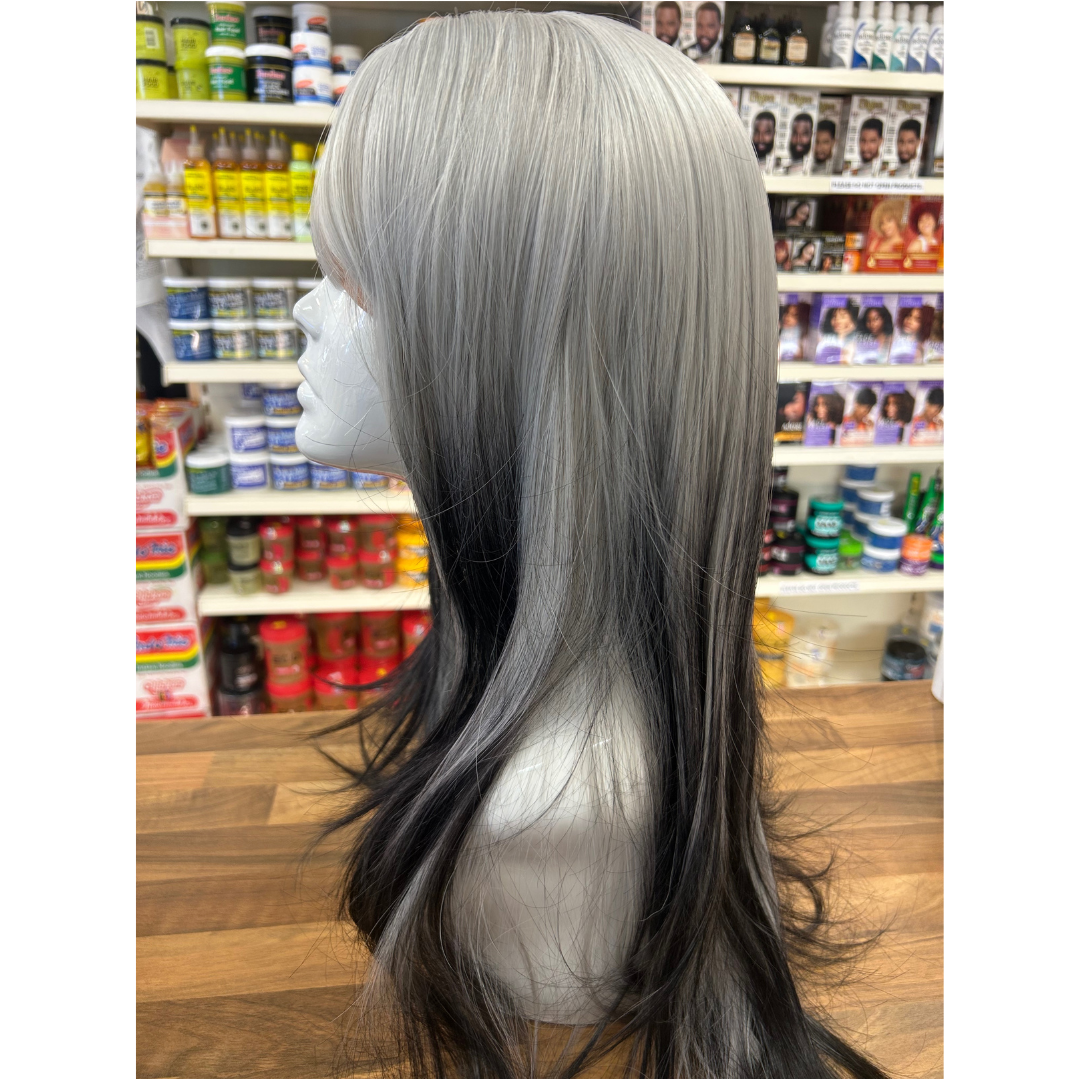 Storm - 21', Straight, Synthetic Wig - Silver with Black