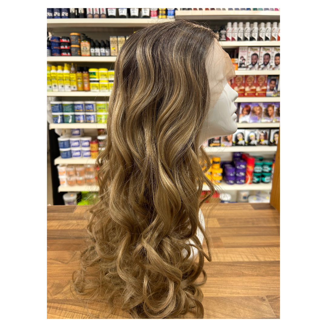 Carmen - 27' Curly Synthetic Wig - Brown Blonde Ombre