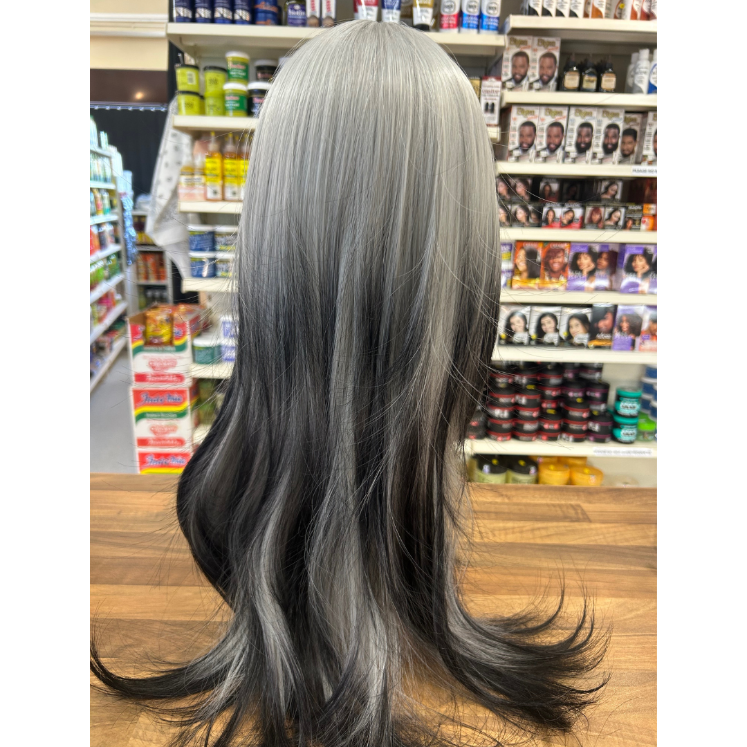 Storm - 21', Straight, Synthetic Wig - Silver with Black