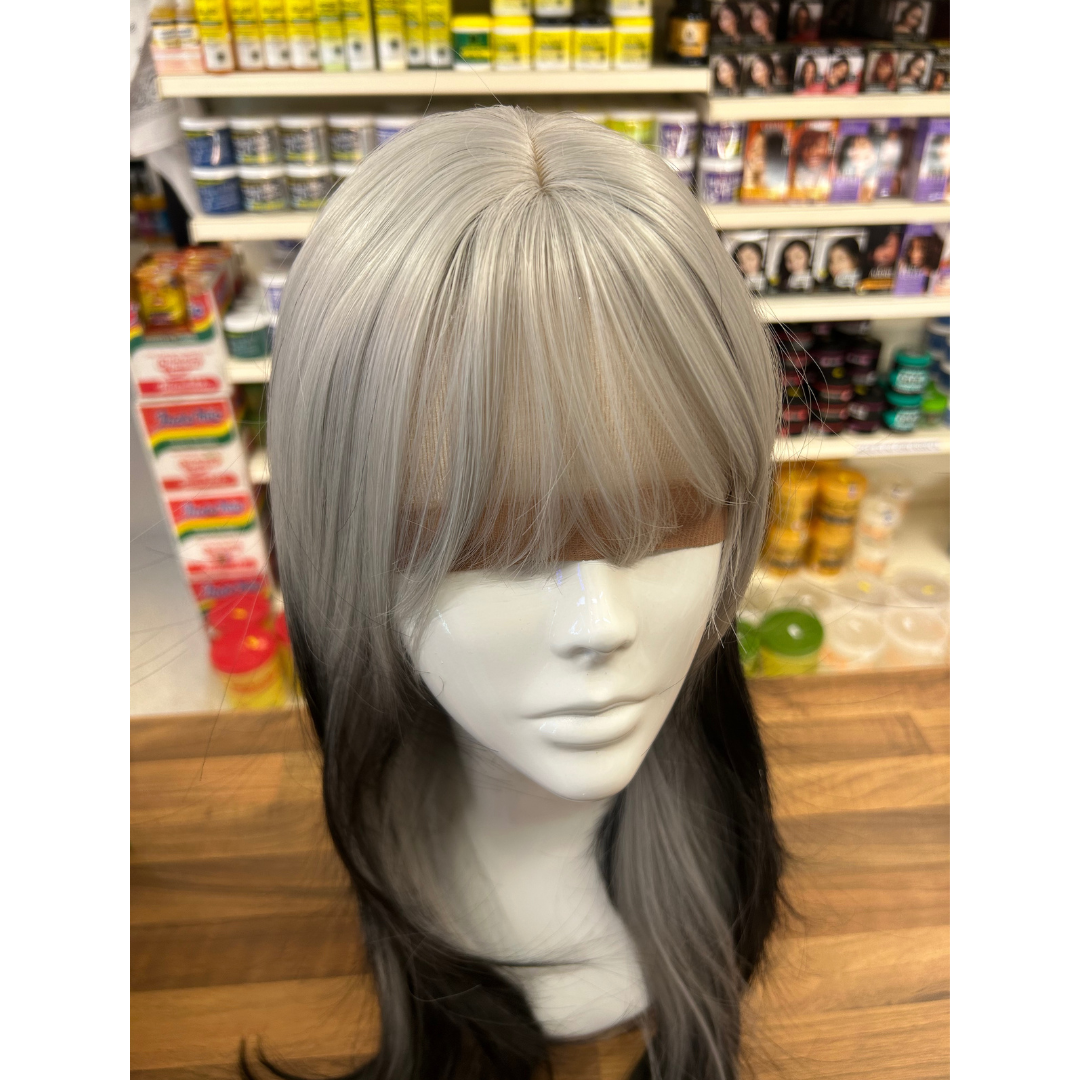 Storm - 21', Straight, Synthetic Wig - Silver with Black
