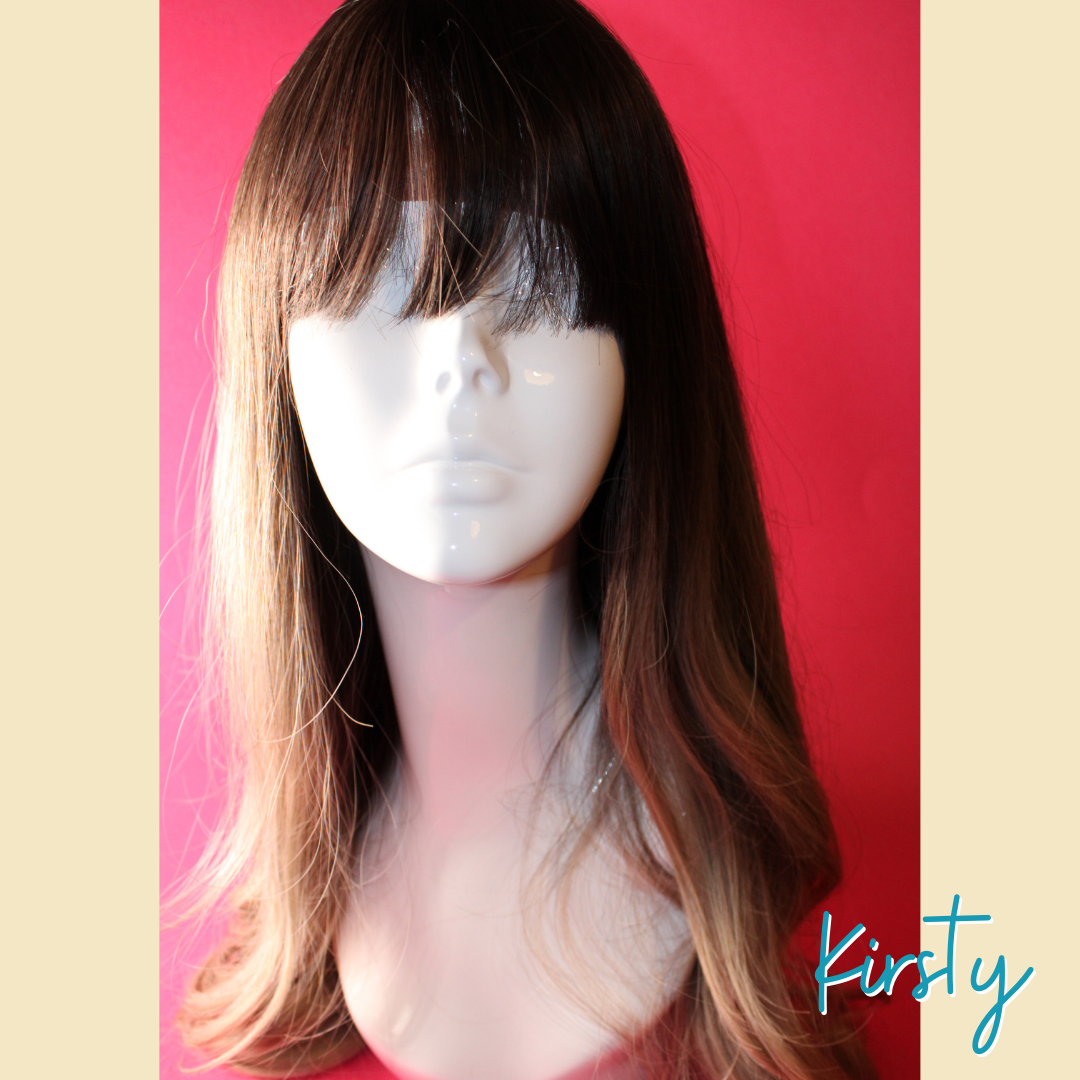 Kirsty, 24' Layered Loose Wave Synthetic Wig - Ombre Ash Grey Blonde - Brown Roots/Upper