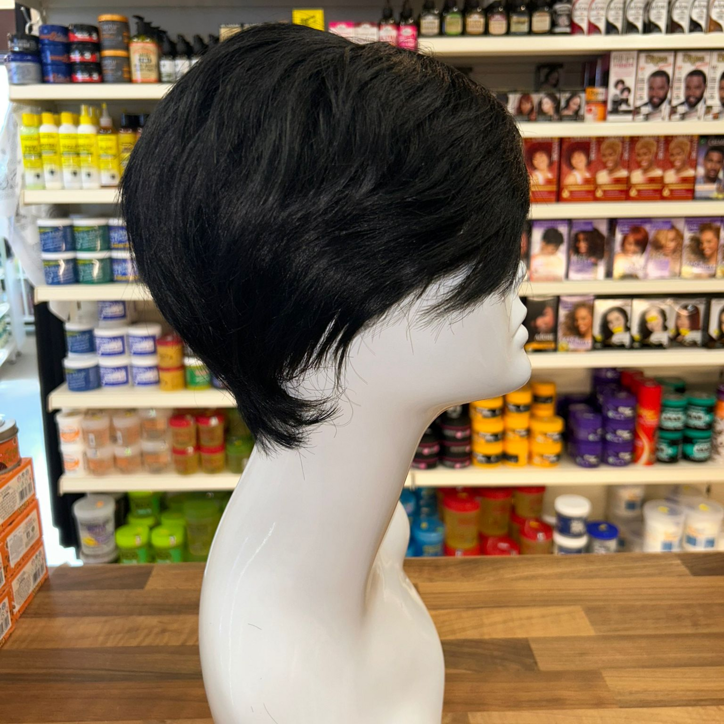 Stella - 8' Straight Human Hair Wig - Black