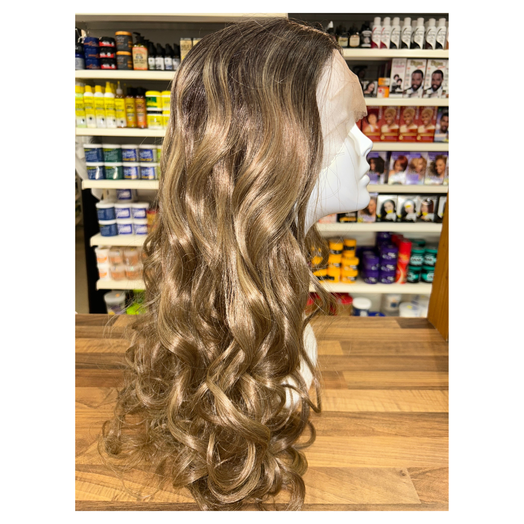 Carmen - 27' Curly Synthetic Wig - Brown Blonde Ombre