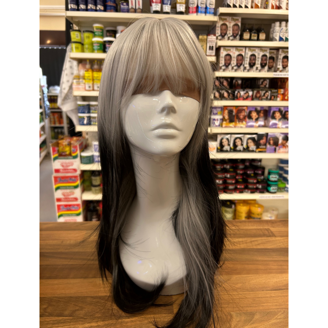 Storm - 21', Straight, Synthetic Wig - Silver with Black