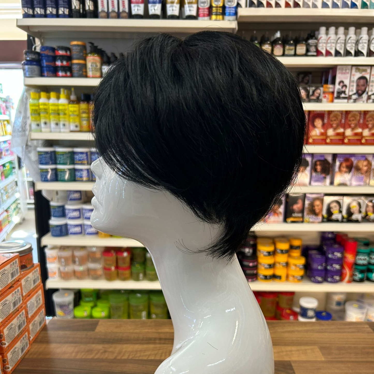 Stella - 8' Straight Human Hair Wig - Black