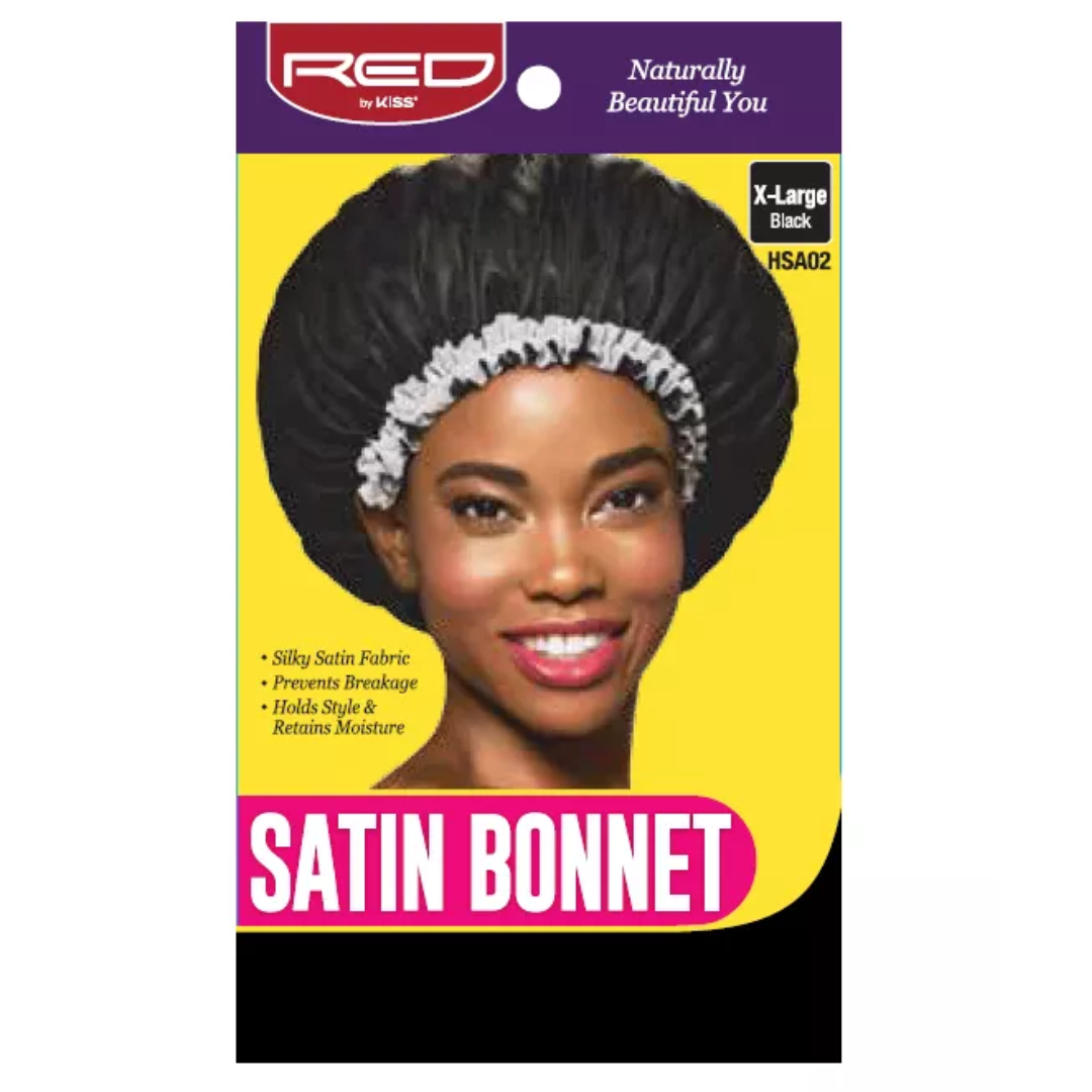 RED By Kiss: Satin Bonnet - Black X Large HSA02