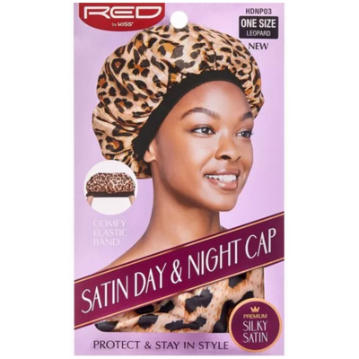 Red By Kiss: Satin Day & Night Cap - Leopard One Size HDNP03