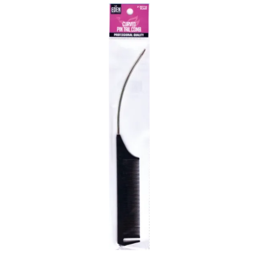 Eden Curved Metal Pin Tail Comb - Black #20712