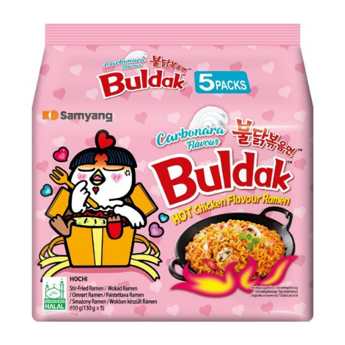 Samyang Buldak Hot Chicken Flavour Ramen - Carbonara Flavour 130g (Pack of 5)