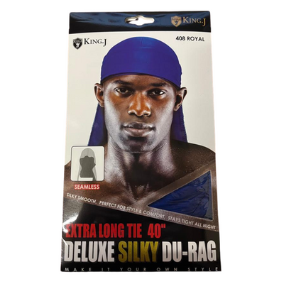 King J Extra Long Tie 40" Silky Durag #408 - Royal Blue
