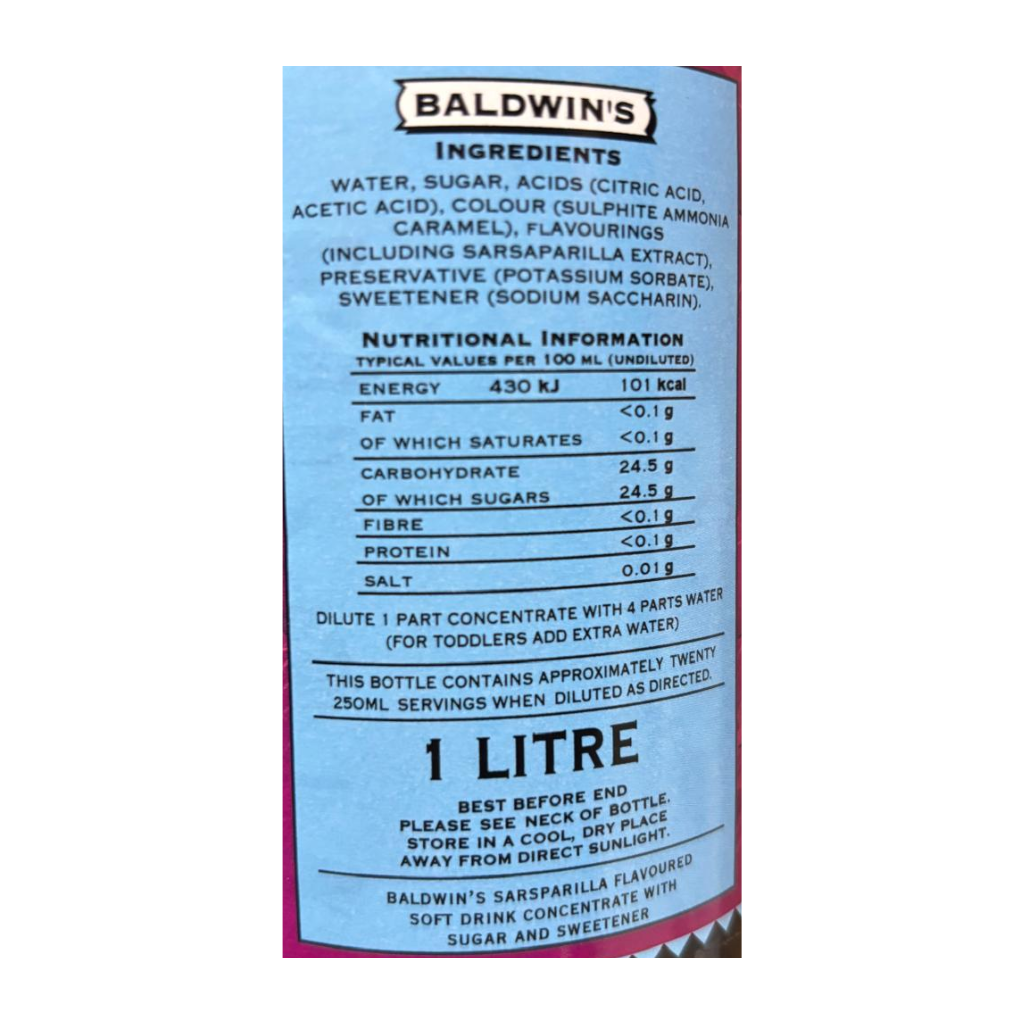 Baldwin’s Original Sarsaparilla 1L