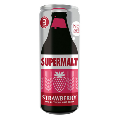 Supermalt Strawberry Malt Drink 330ml – Vitamin-Fortified Non-Alcoholic Beverage