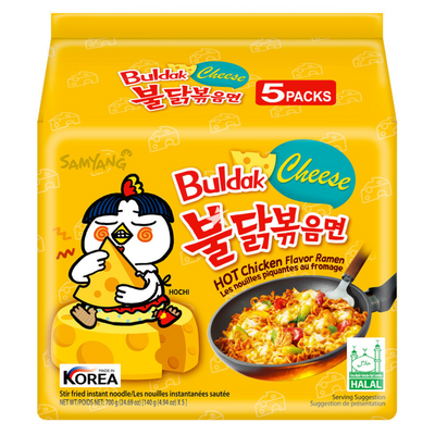 Samyang Buldak Cheese Hot Chicken Flavour Ramen - Original 140g (Pack of 5)