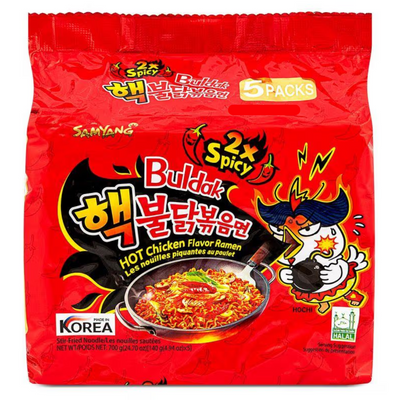 Samyang Buldak 2x Spicy Hot Chicken Flavour Ramen - Original 140g (Pack of 5)