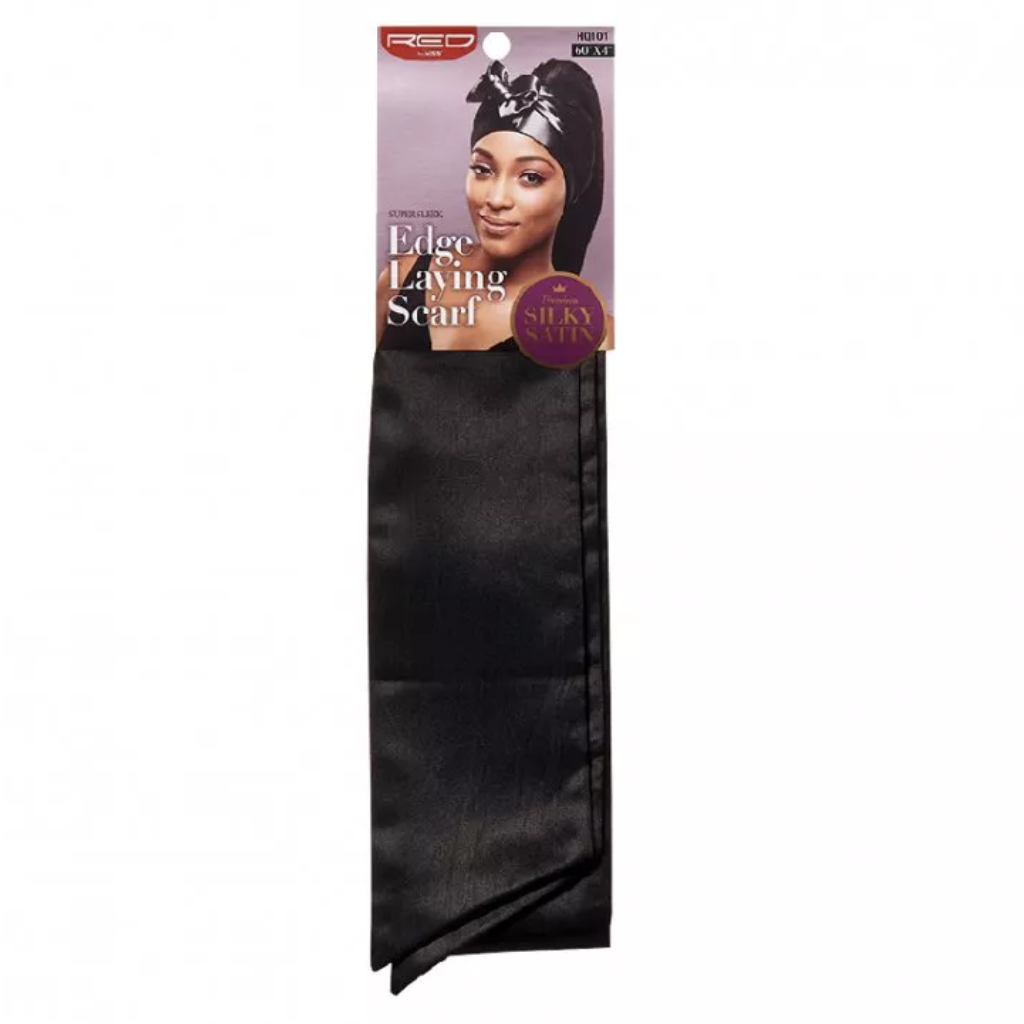 Red By Kiss Silky Satin Edge Scarf - Black HQ101