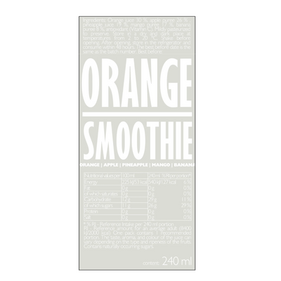 Orange Smoothie, 100% Fruit-Based 240ml