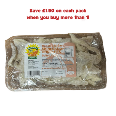 Sunshine Saltfish - Boneless Salted Cod 250g