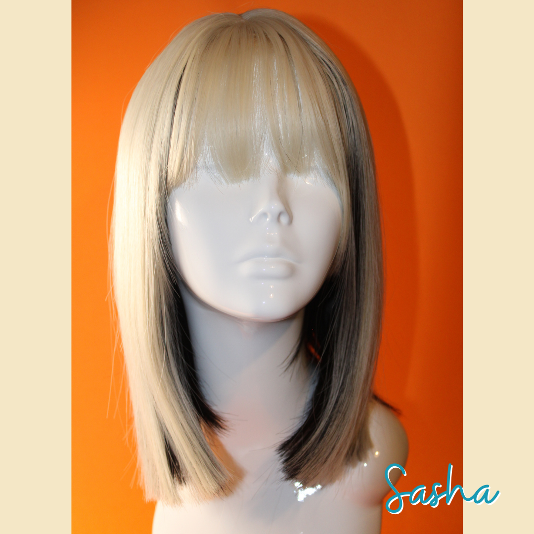 Sasha - 14', Straight, Synthetic Wig - Blonde with Black Underneath