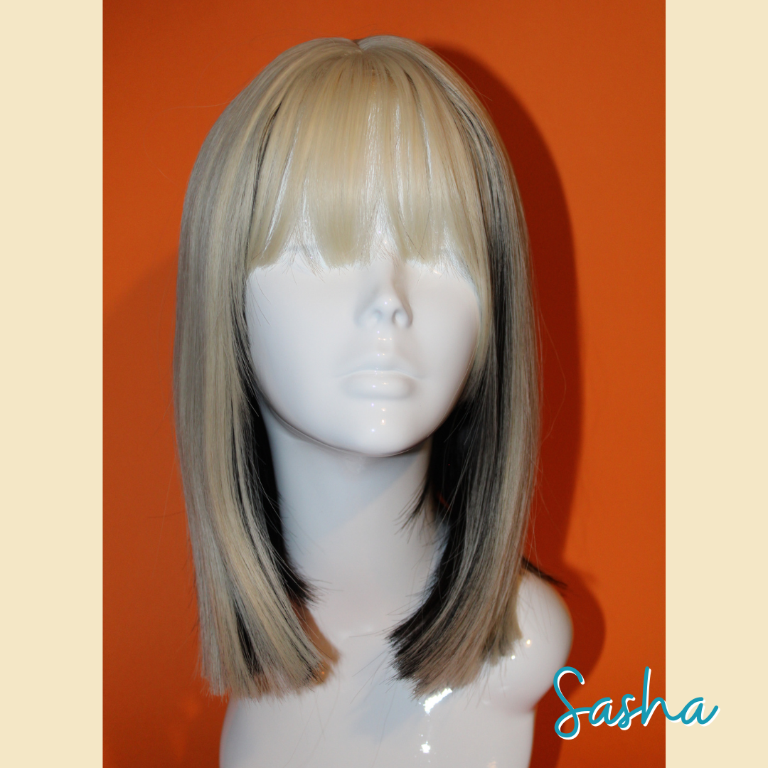 Sasha - 14', Straight, Synthetic Wig - Blonde with Black Underneath
