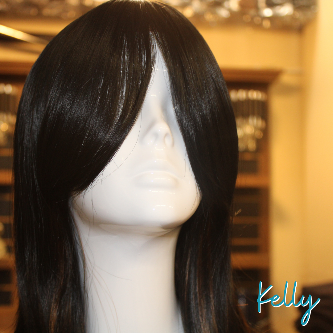 Kelly - 20', Straight Layered, Synthetic Wig - Black with Highlights