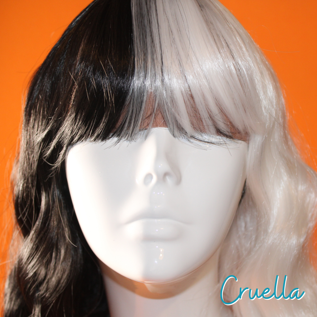 Cruella - 14', Wavy, Synthetic Wig - Black & White