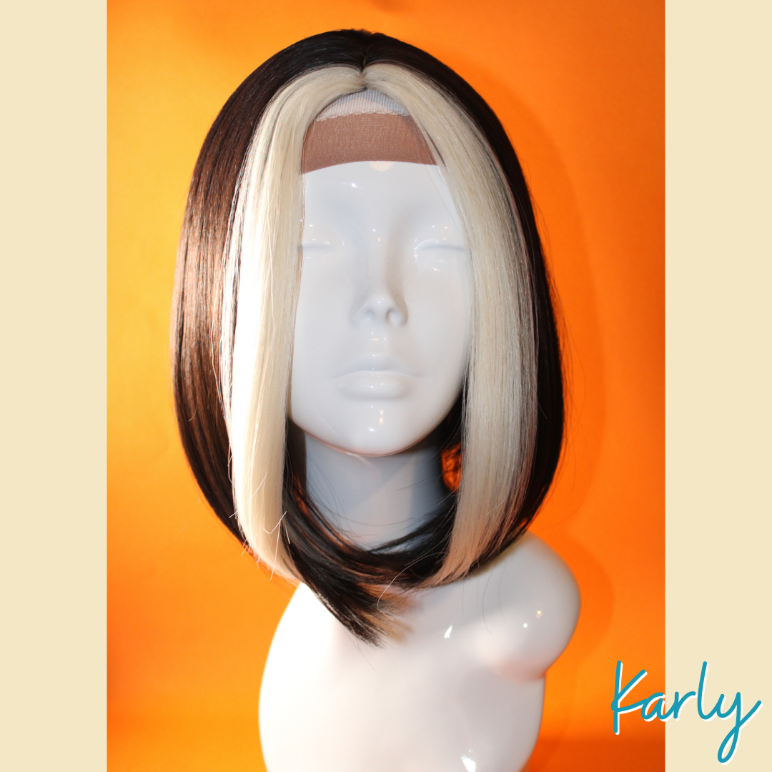 Karly - 13', Straight Synthetic Wig - Black & White