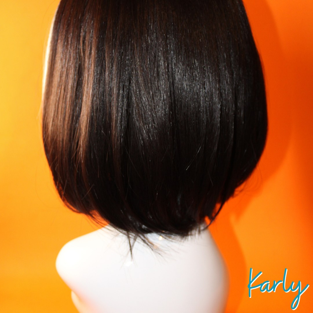 Karly - 13', Straight Synthetic Wig - Black & White