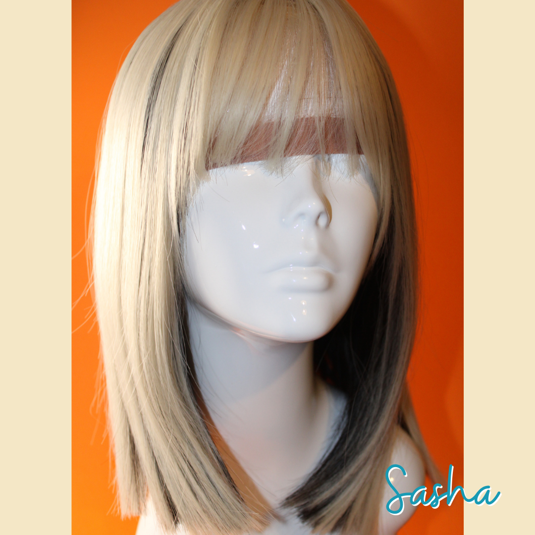 Sasha - 14', Straight, Synthetic Wig - Blonde with Black Underneath