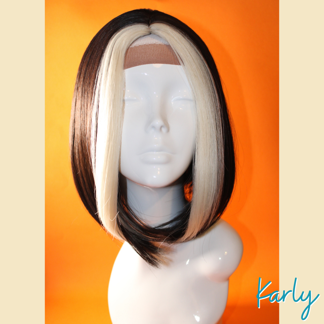 Karly - 13', Straight Synthetic Wig - Black & White