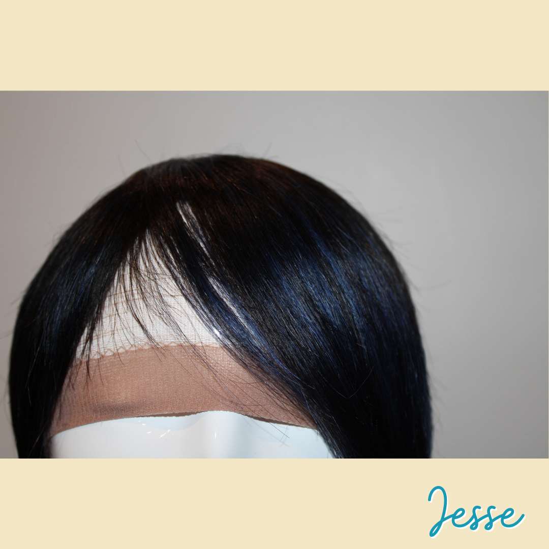 Jesse - 9', Straight, Human Hair Wig - 1B/BLUE