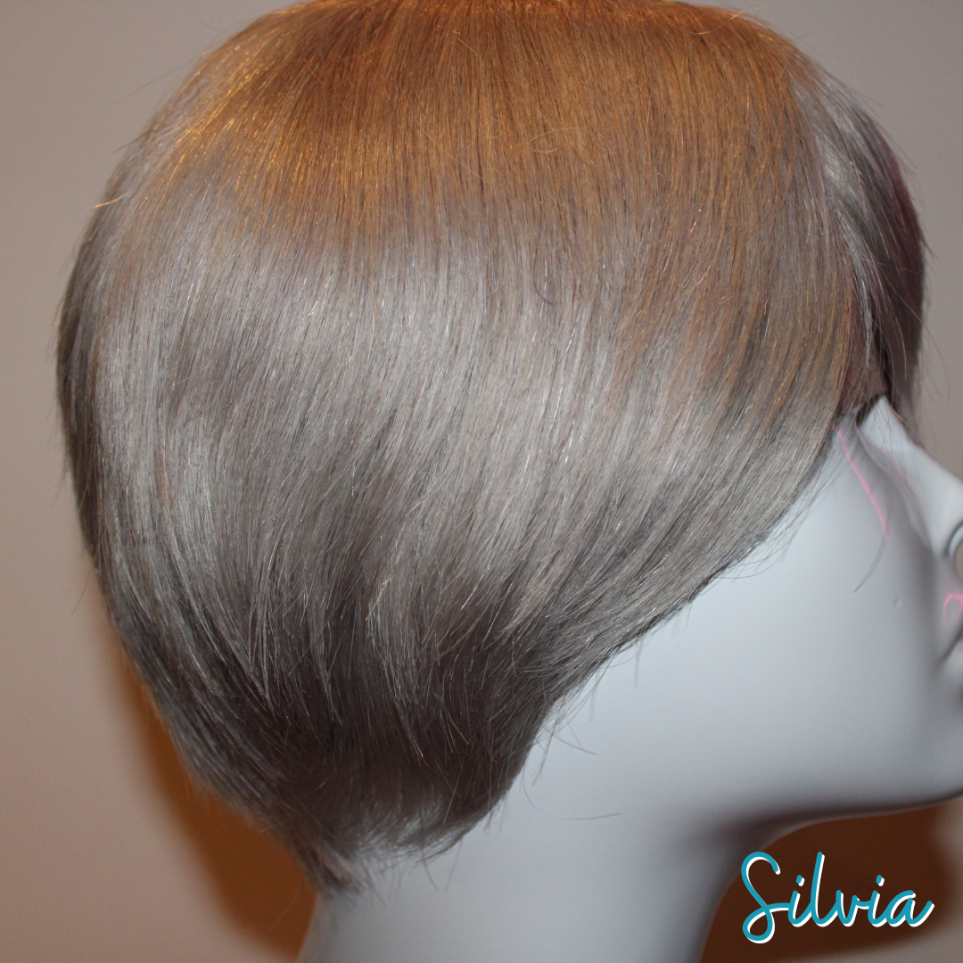 Silvia - 9', Straight, Human Hair Wig - Silver