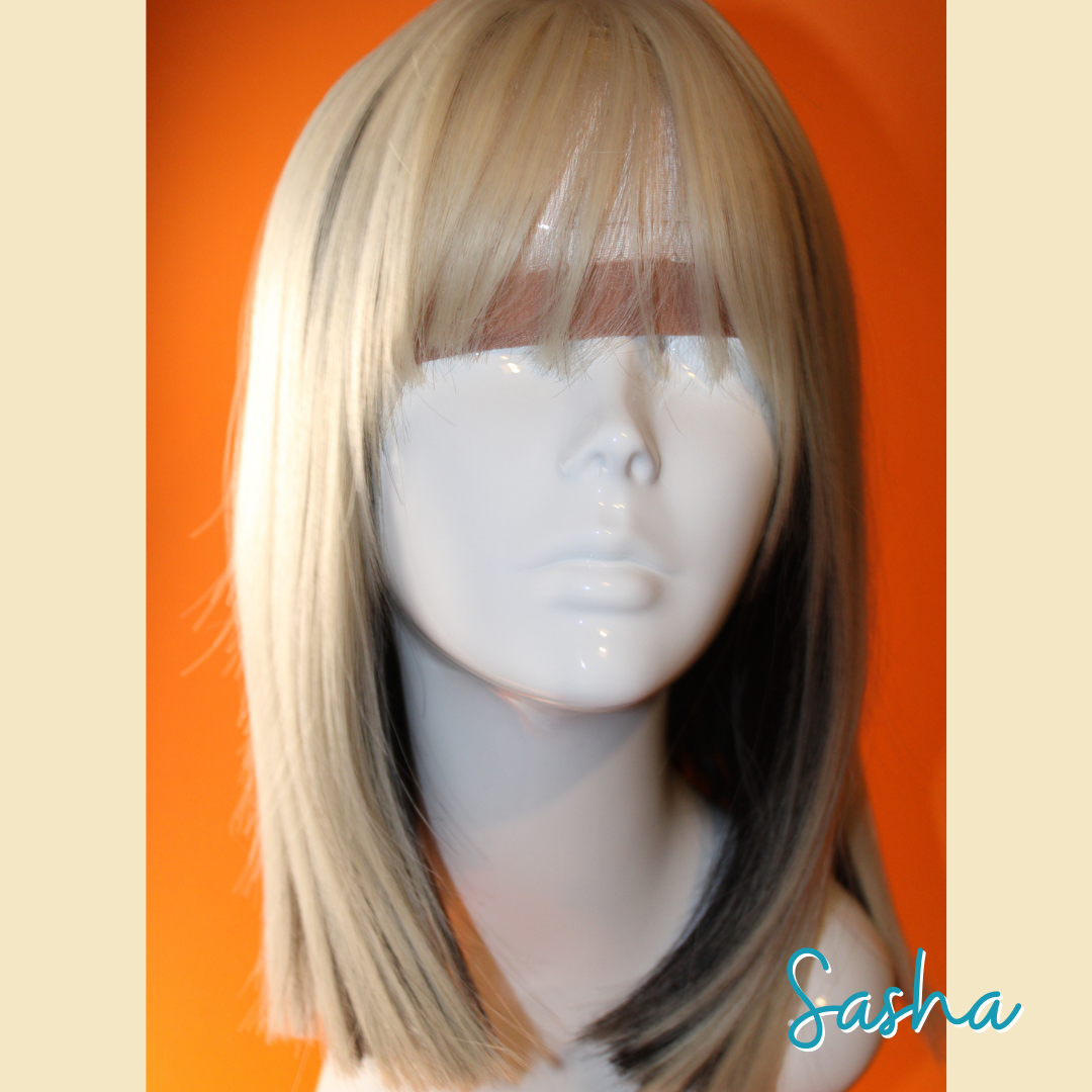 Sasha - 14', Straight, Synthetic Wig - Blonde with Black Underneath