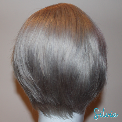 Silvia - 9', Straight, Human Hair Wig - Silver