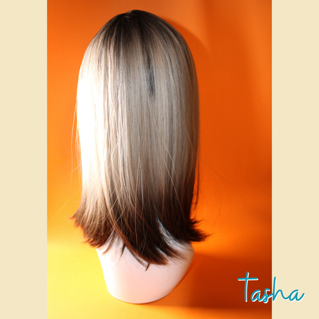 Tasha - 17' Straight Synthetic Wig - Blonde & Brown Ombre