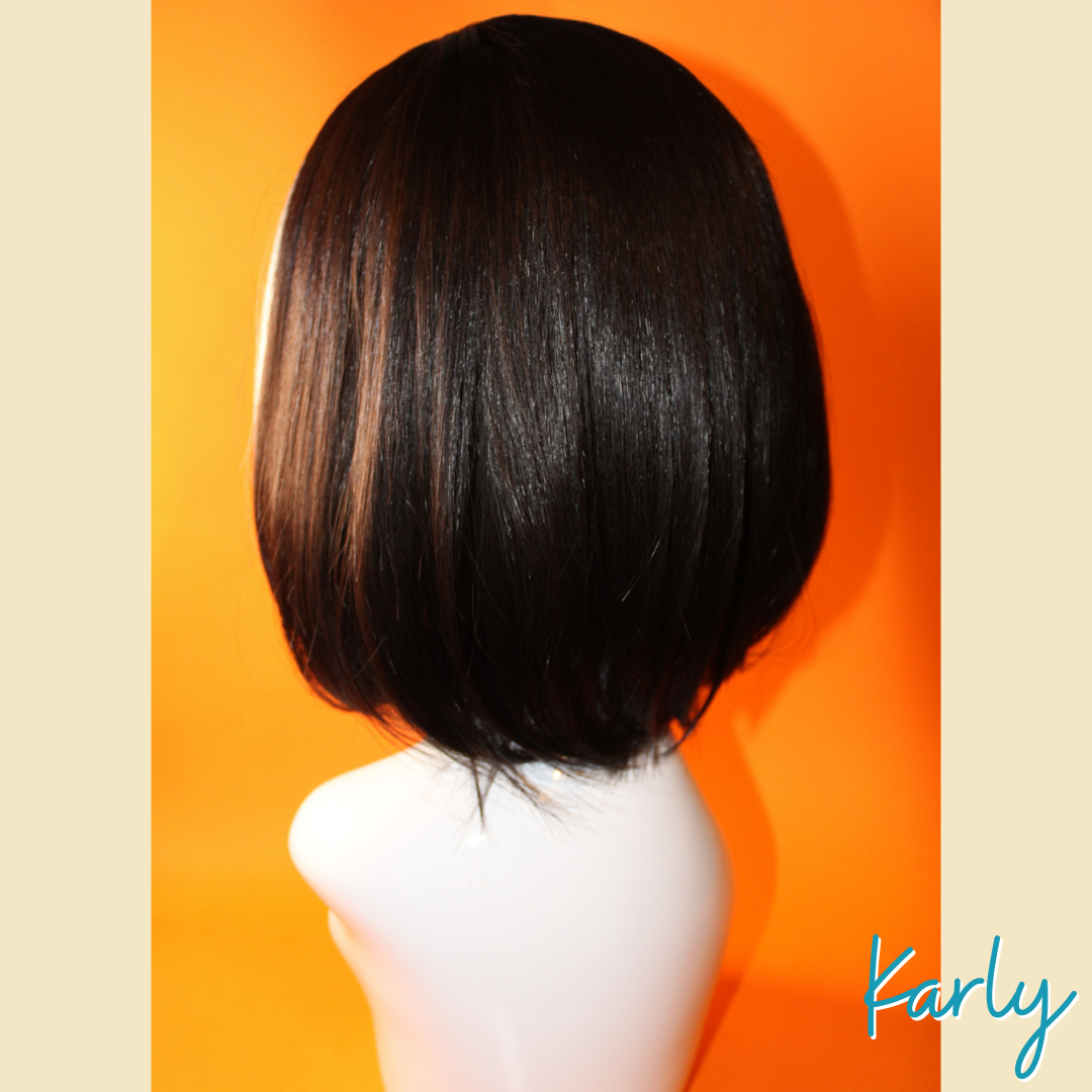 Karly - 13', Straight Synthetic Wig - Black & White