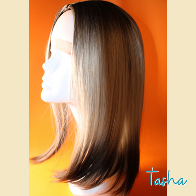 Tasha - 17' Straight Synthetic Wig - Blonde & Brown Ombre