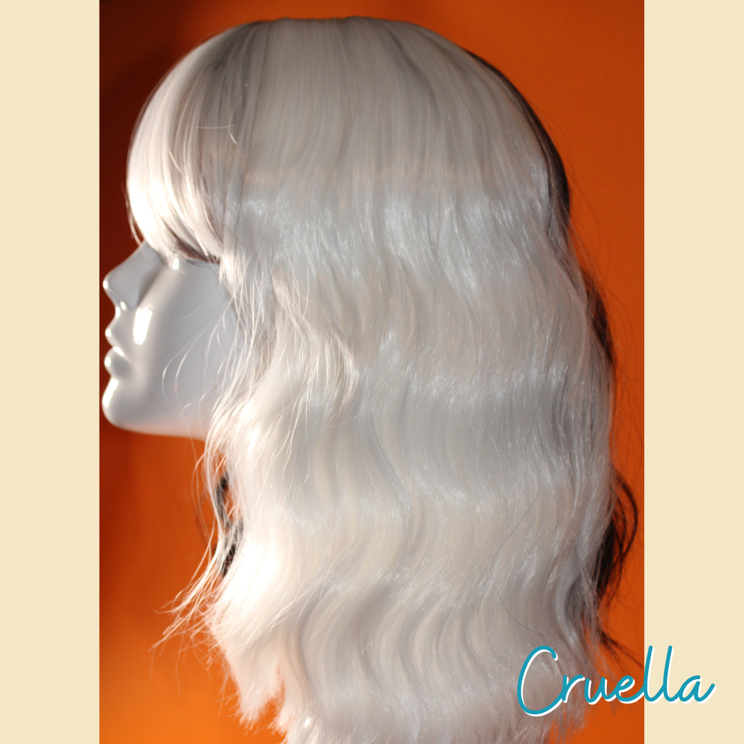 Cruella - 14', Wavy, Synthetic Wig - Black & White