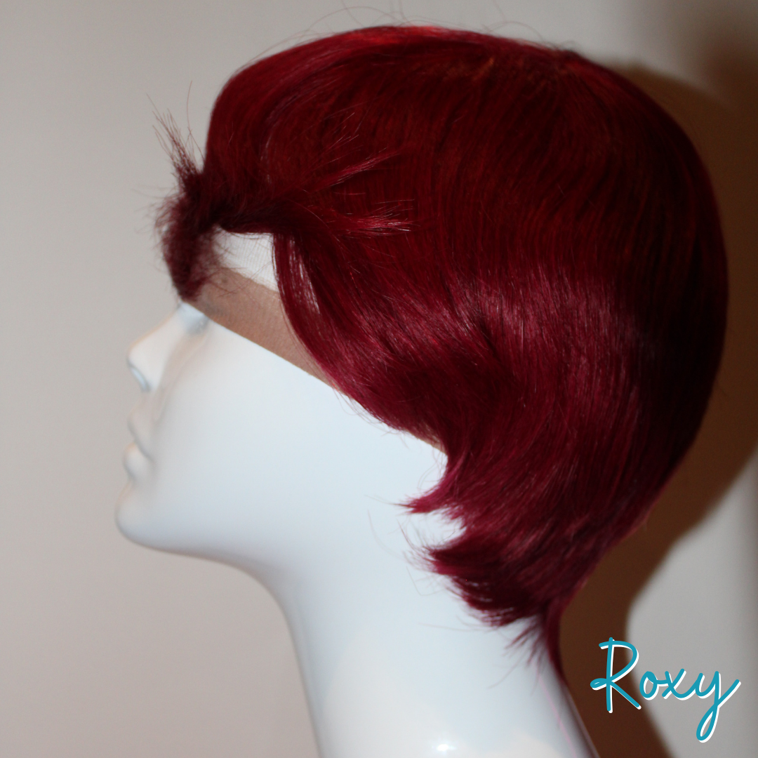 Roxy - 9', Straight, Human Hair Wig - Burgundy
