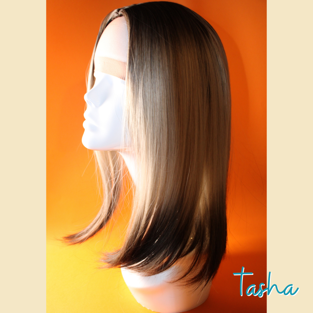 Tasha - 17' Straight Synthetic Wig - Blonde & Brown Ombre
