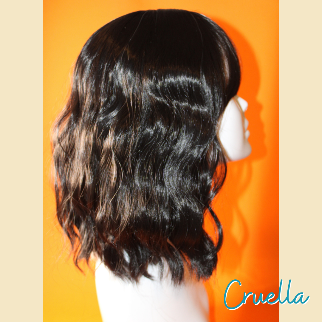 Cruella - 14', Wavy, Synthetic Wig - Black & White