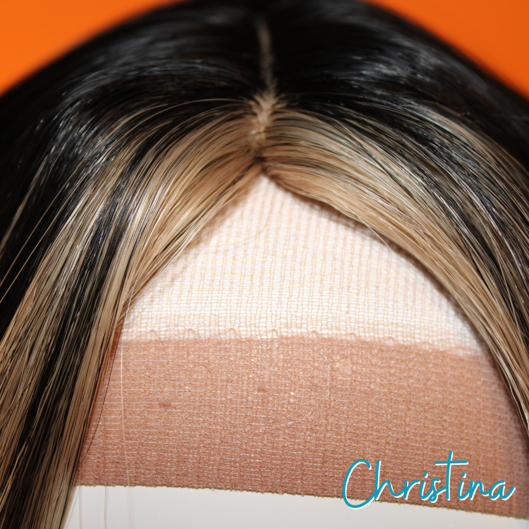 Christina - 22' Loose Wave Synthetic Wig - Black with Blonde Highlights