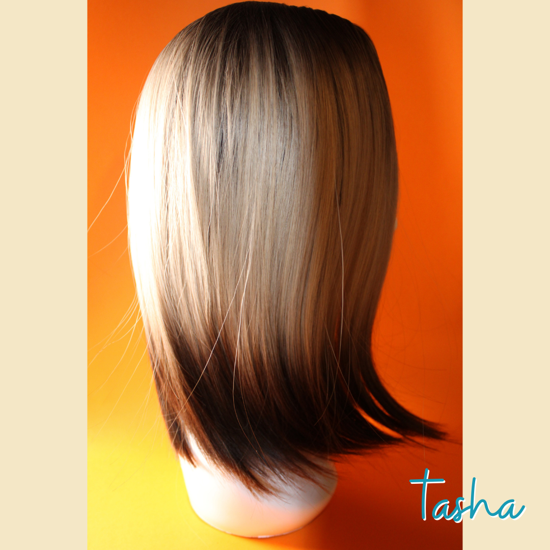 Tasha - 17' Straight Synthetic Wig - Blonde & Brown Ombre