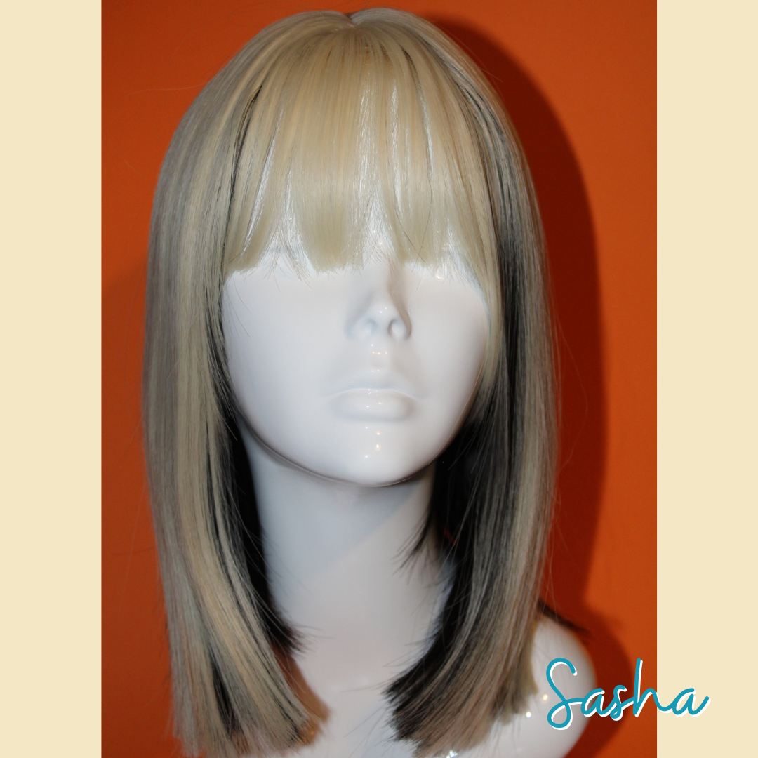 Sasha - 14', Straight, Synthetic Wig - Blonde with Black Underneath